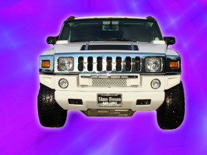 White H2 Hummer Limo Front View